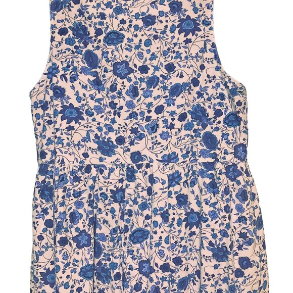 90s Ashleigh Morgan Floral Cotton Jumpsuit M Blue White Pockets Cropped Cuffed - Picture 8 of 10